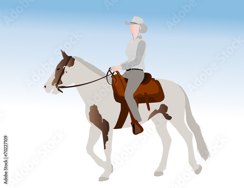 cowgirl riding horse illustration - vector