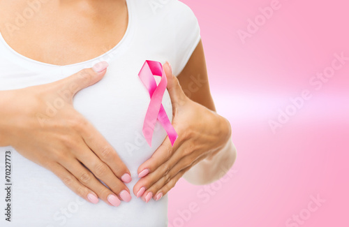 Wallpaper Mural woman with pink cancer awareness ribbon Torontodigital.ca