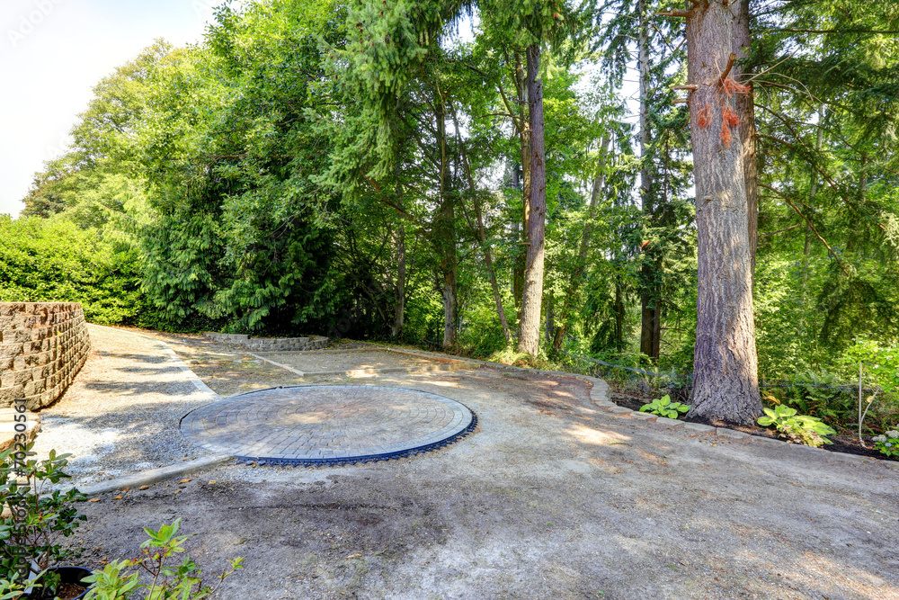 Backyard area with greenbelt