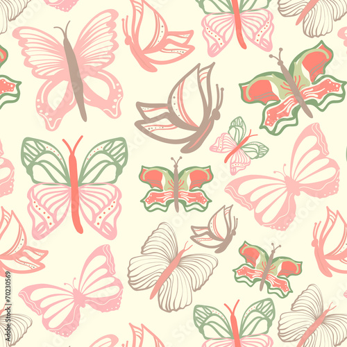 Vector pattern with butterflies