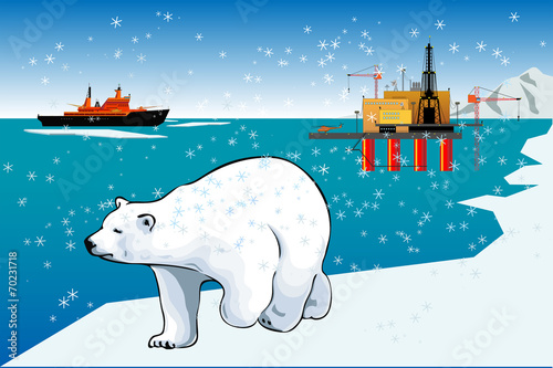 Polar bear and icebreaker