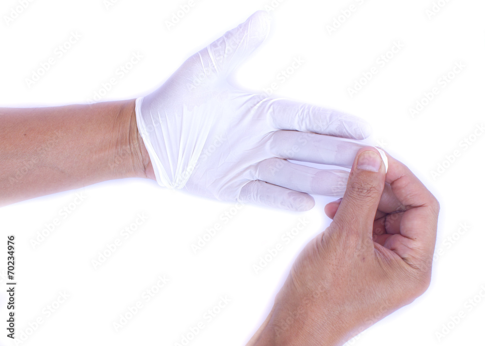 Medical glove to protection and care for patients isolated on wh Medical glove to protection and care for patients isolated on wh