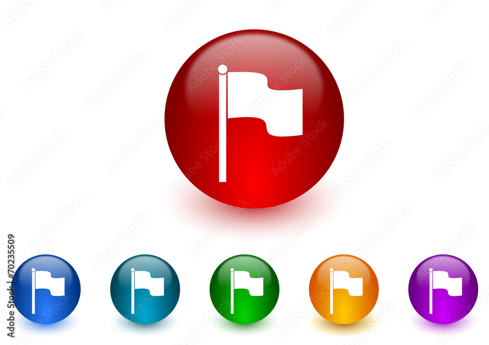 flag internet icons colorful set