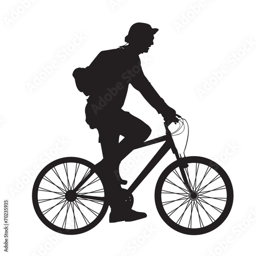 Silhouette man ride bicycle