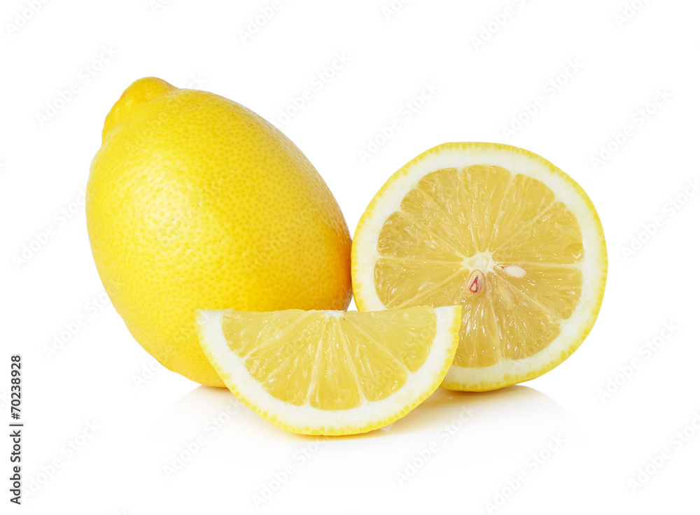 lemon and slice isolated on white background