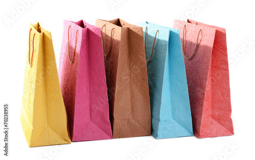 Paper shopping bags isolated on white
