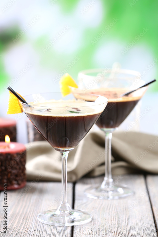 Espresso cocktail served on table Espresso cocktail served on table