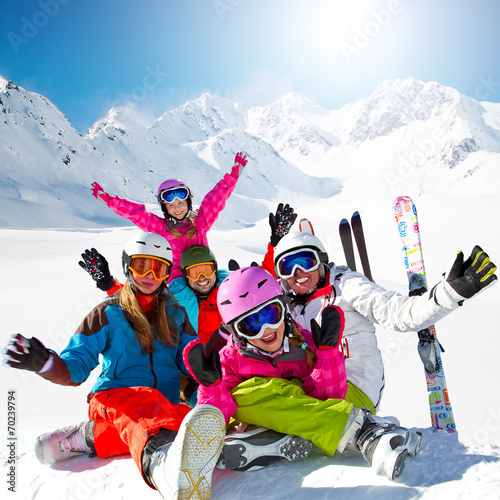 Skiing. Skiers enjoying winter vacation
