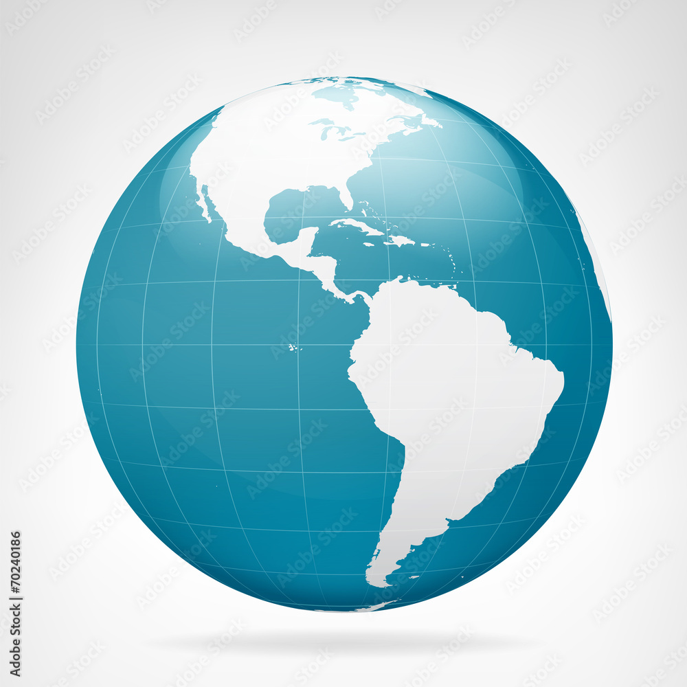 Fototapeta premium America blue earth view isolated