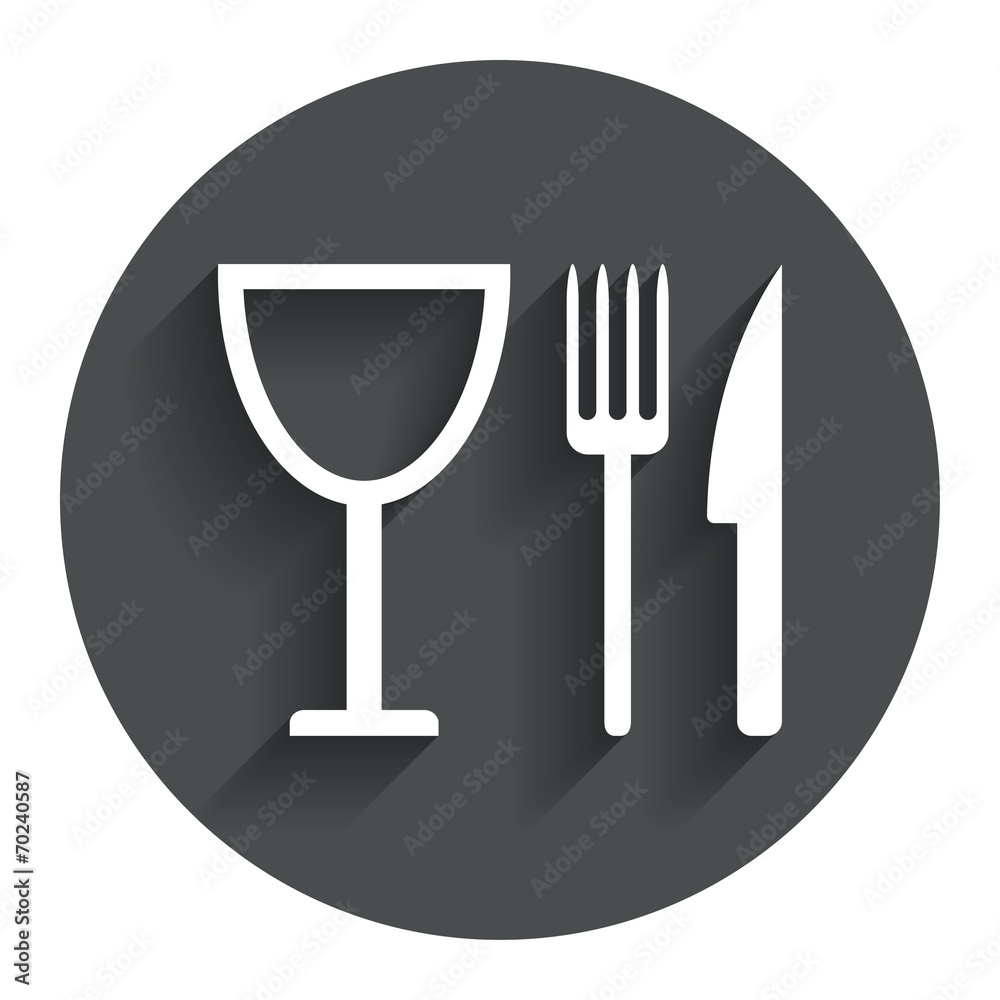 Eat sign icon. Knife, fork and wineglass. Eat sign icon. Knife, fork and wineglass.