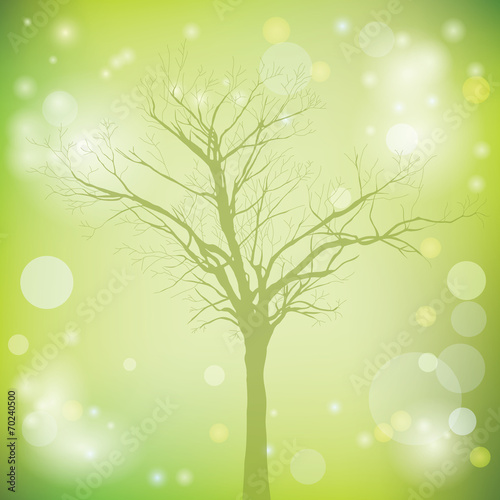 green vector background with old tree © pavalena