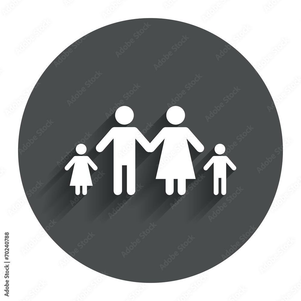 Complete family with two children sign icon. Complete family with two children sign icon.