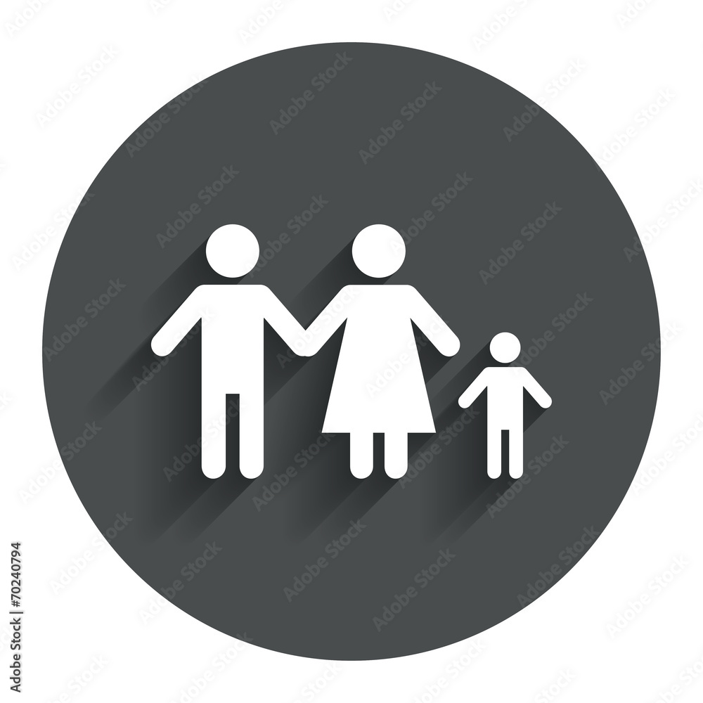 Complete family with one child sign icon. Complete family with one child sign icon.