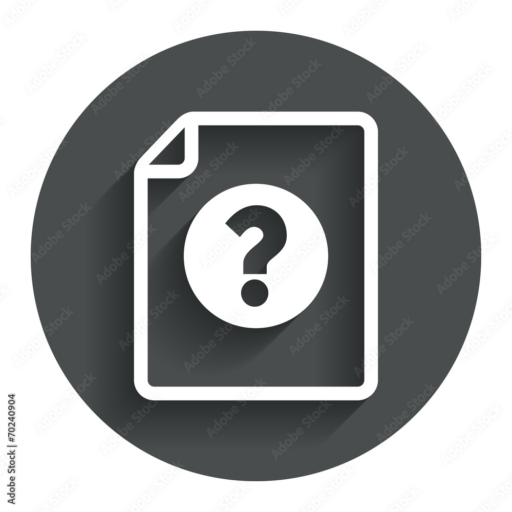 File document help icon. Question mark symbol. File document help icon. Question mark symbol.