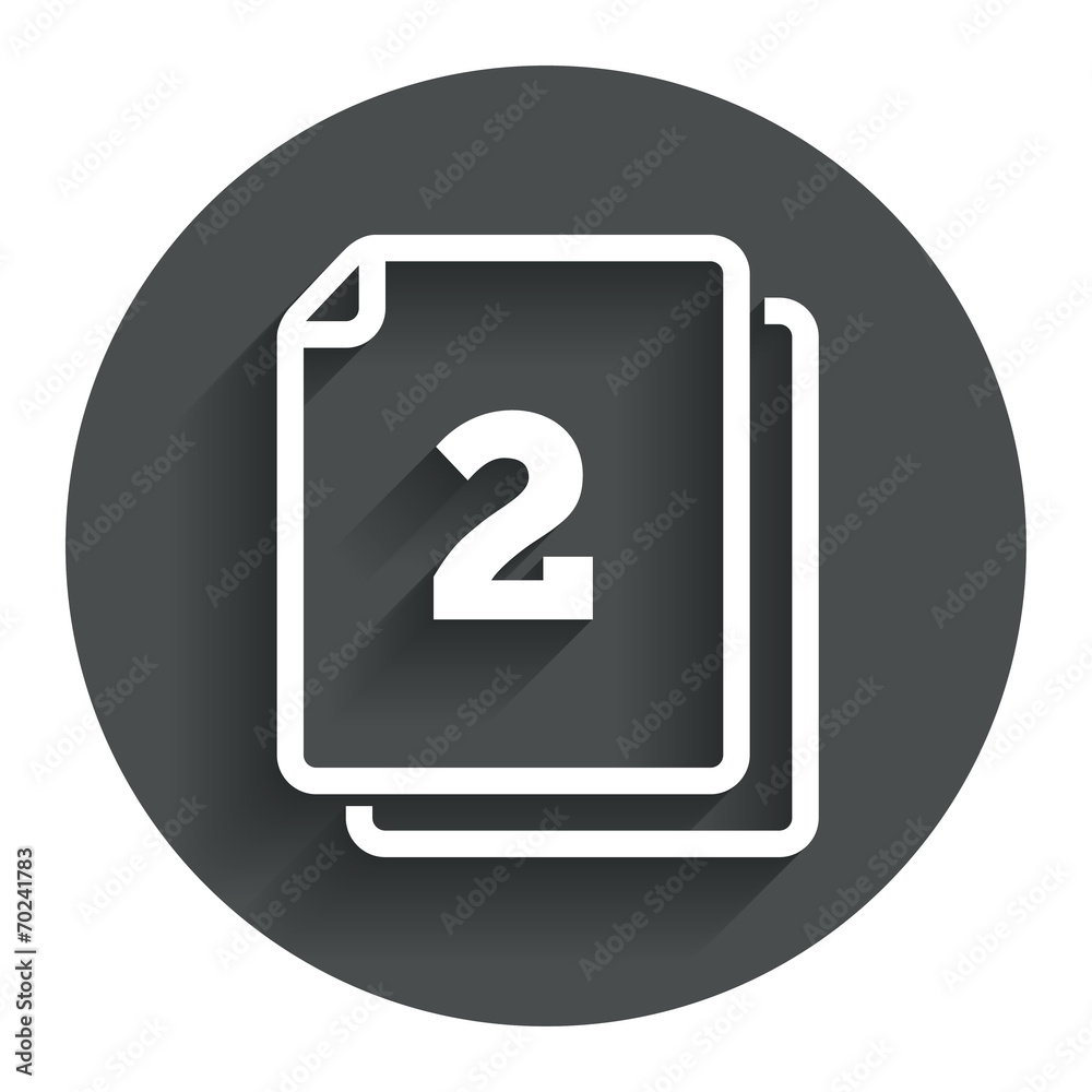 In pack 2 sheets sign icon. 2 papers symbol. In pack 2 sheets sign icon. 2 papers symbol.