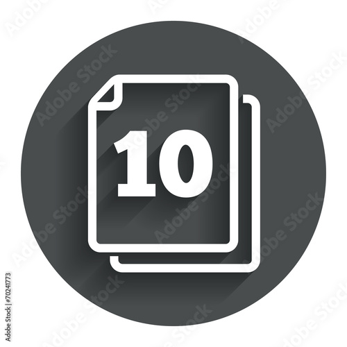 In pack 10 sheets sign icon. 10 papers symbol. photo