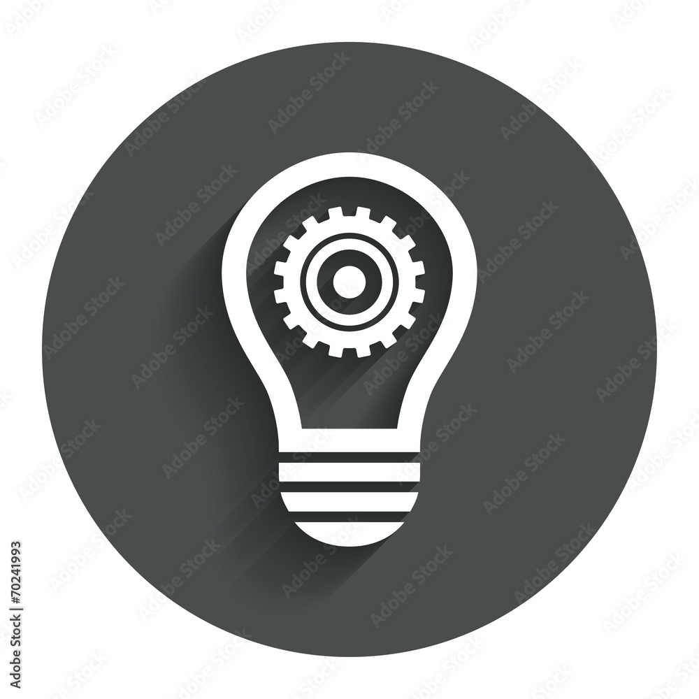 Light lamp sign icon. Bulb with gear symbol. Light lamp sign icon. Bulb with gear symbol.