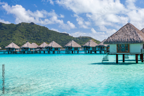 Fototapeta Naklejka Na Ścianę i Meble -  Overwater bungalows in french polynesia. Bora Bora