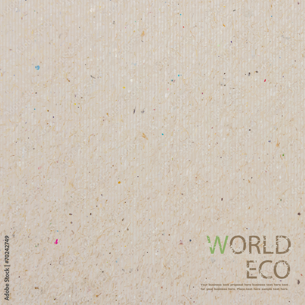 world map recycled paper craft stick on white background