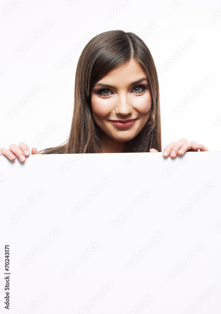 Close up business woman portrait. White background female portr Close up business woman portrait. White background female portr