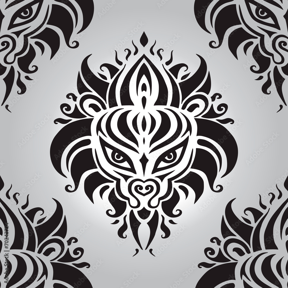 Lion head. Seamless pattern. Lion head. Seamless pattern.