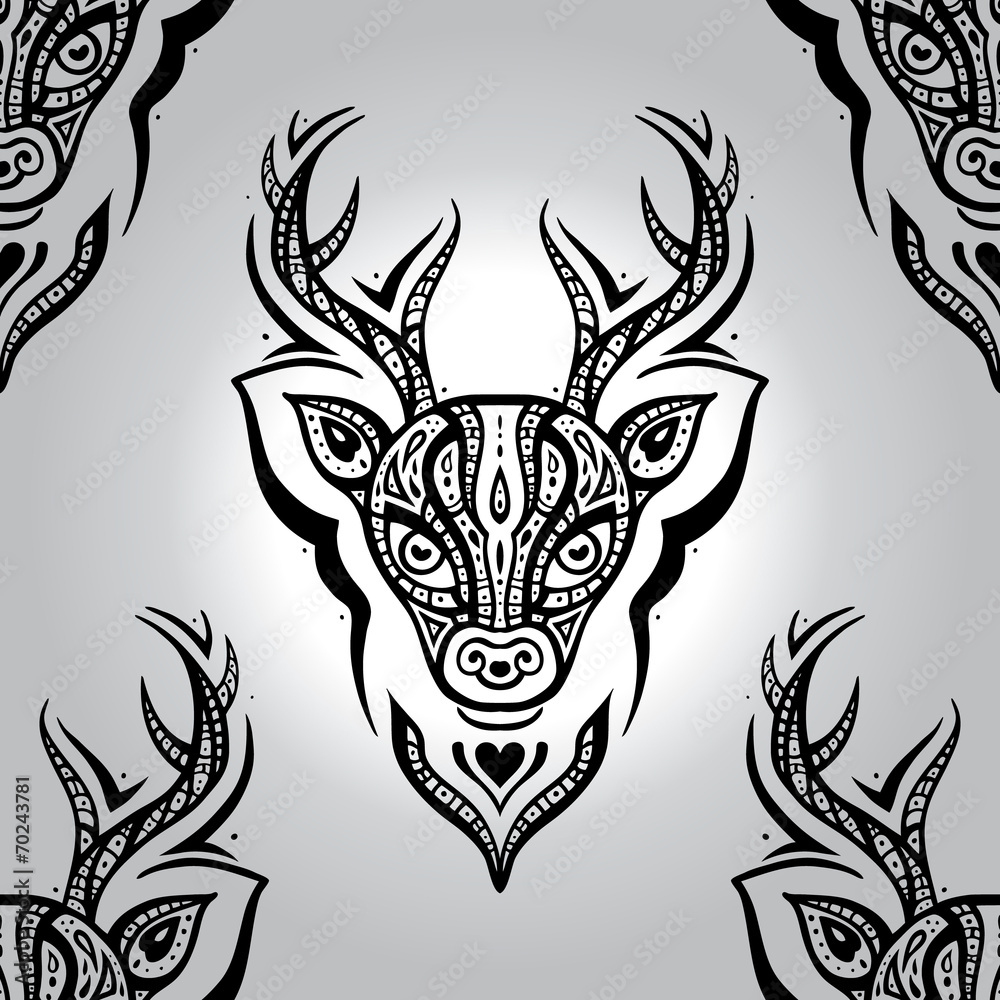 Deer head. Seamless pattern.
