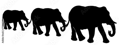 Elefanten Scherenschnitt, Silhouette. Afrika.