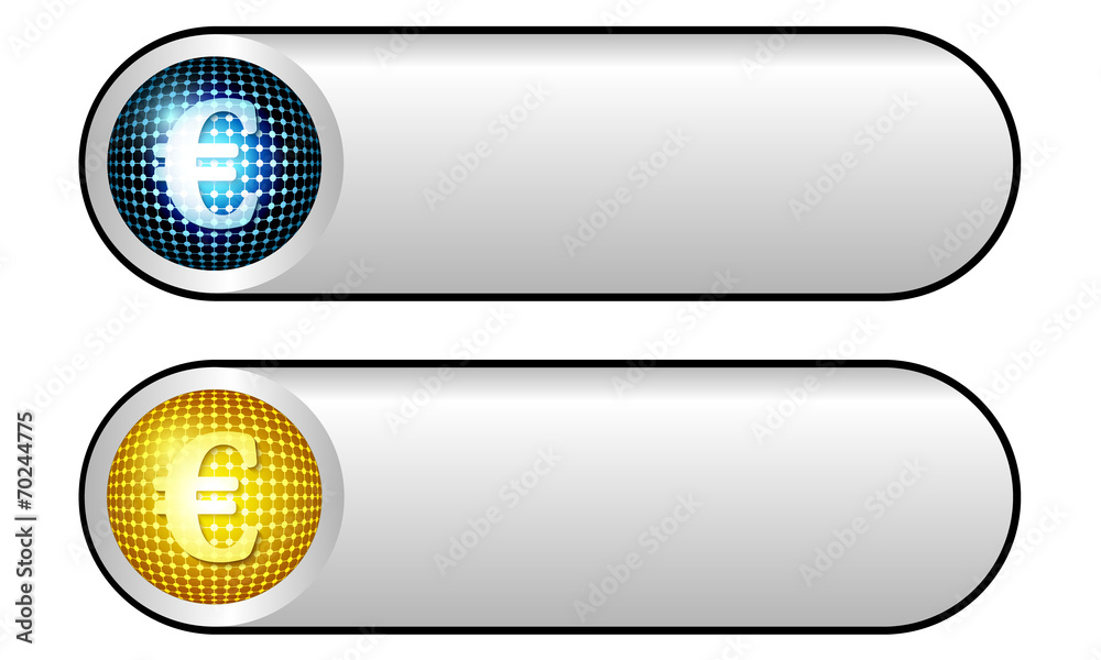 two vector silver buttons with euro symbol two vector silver buttons with euro symbol