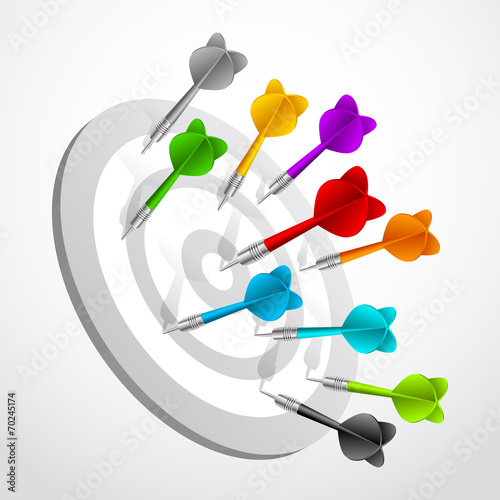 Blue Dart on Red Target Close-up vector