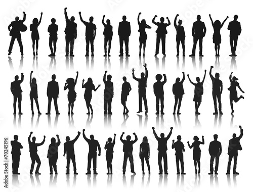 Silhouettes Group of People in a Row