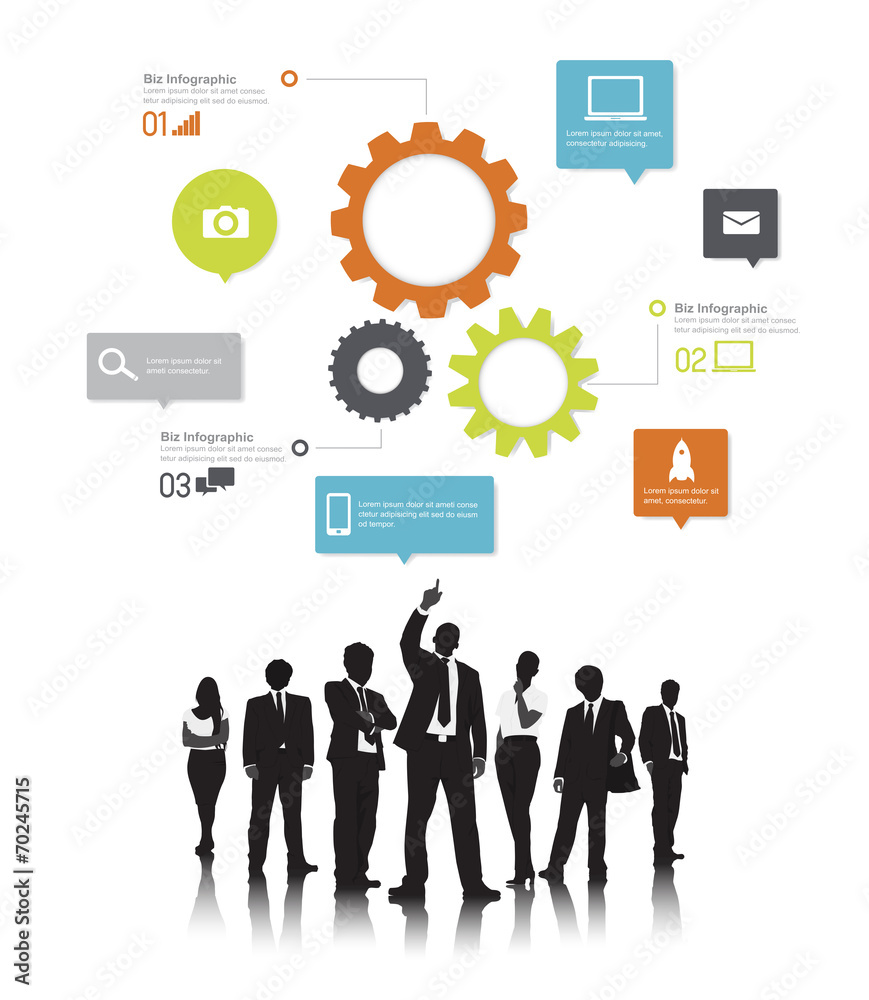 Silhouetts of Business People and Gears Silhouetts of Business People and Gears