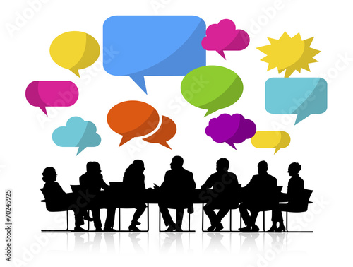 Group of Business People Meeting with Speech Bubbles