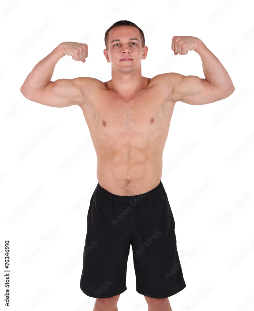 Handsome muscle young man isolated on white Handsome muscle young man isolated on white
