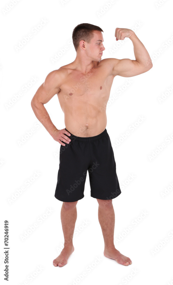 Handsome muscle young man isolated on white Handsome muscle young man isolated on white