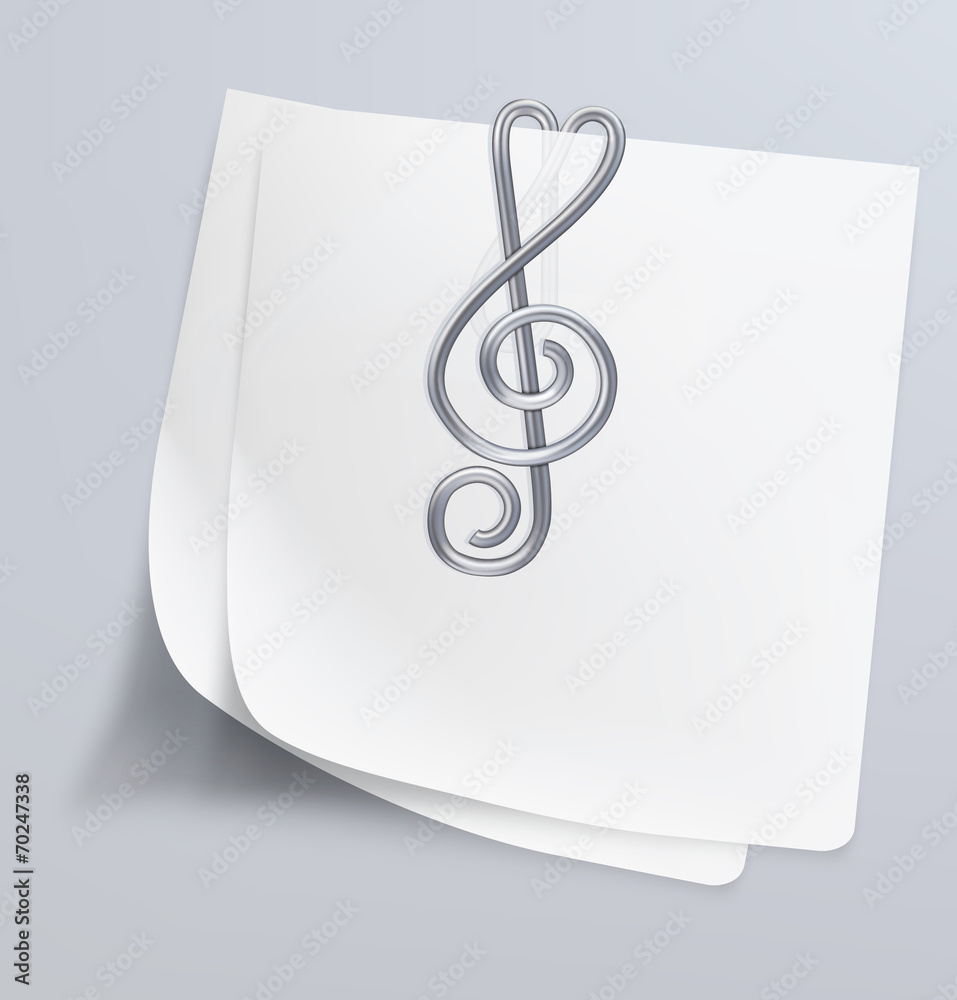 Paper clip (treble clef). Vector illustration Paper clip (treble clef). Vector illustration