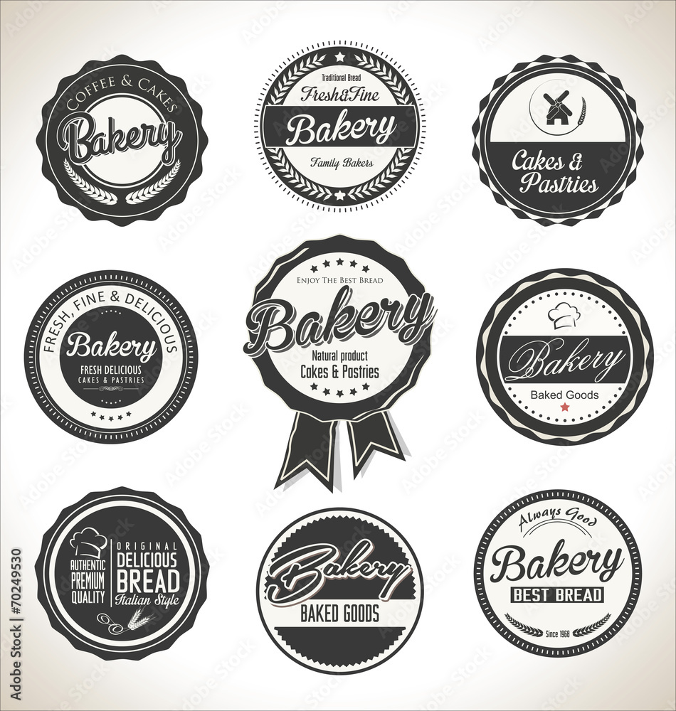 Bakery retro labels collection