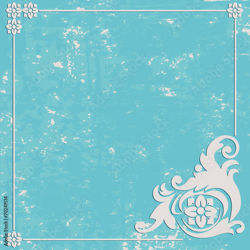 Abstract Grunge blue background. Ornament frame