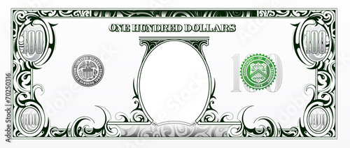 100 dollars bill. Cartoon money
