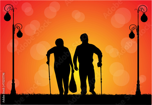 Senior .Silhouettes of people.