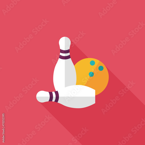 Bowling game flat icon with long shadow