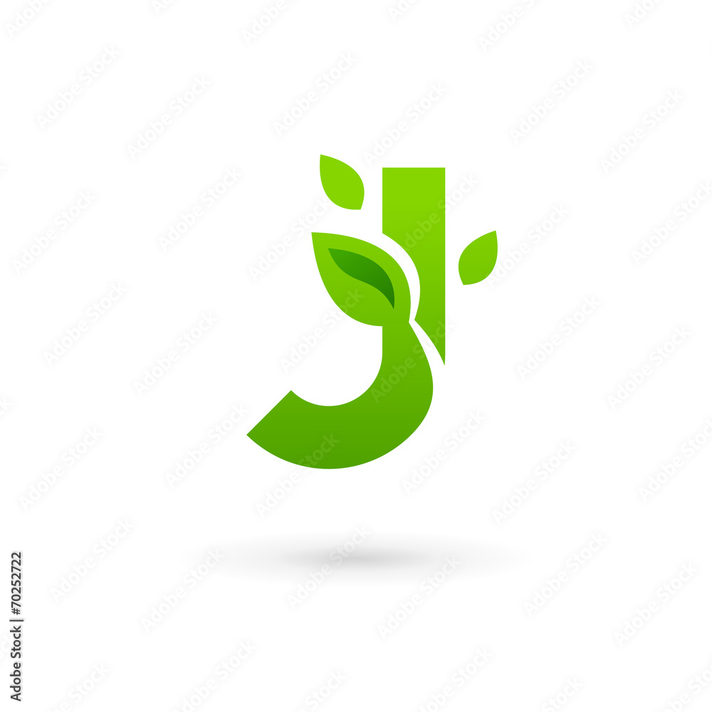 Letter J eco leaves logo icon design template elements Letter J eco leaves logo icon design template elements