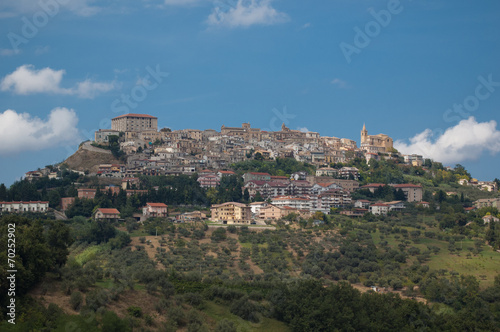 Beautiful historical Italian town constructed on the hill photo