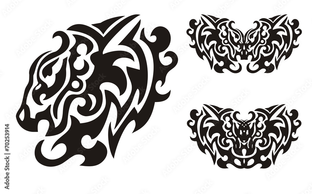 Obraz premium Lion elements tattoo in tribal style