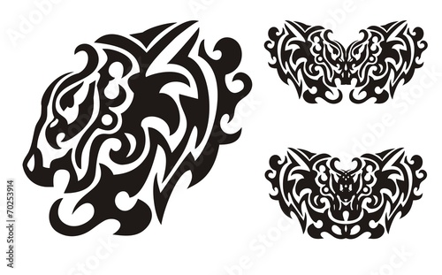 Lion elements tattoo in tribal style