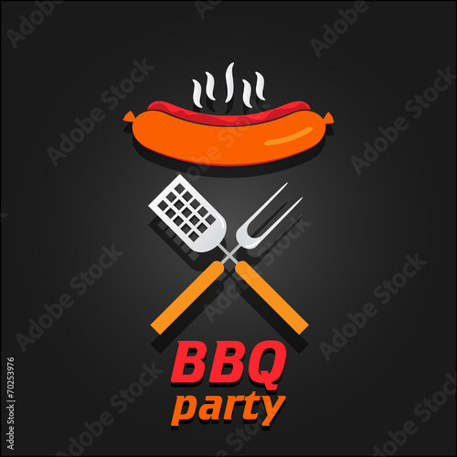 BBQ party invitation. Vector illustration poster
