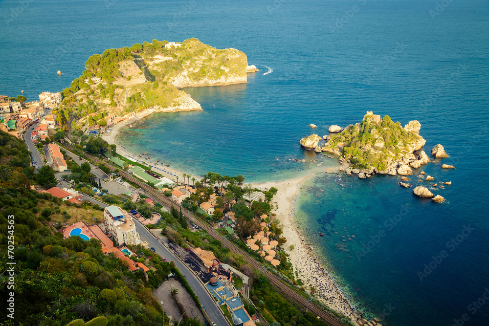top view of the beach Isola Bella