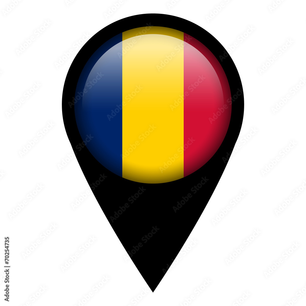 Fototapeta premium Flag pin illustration - Chad