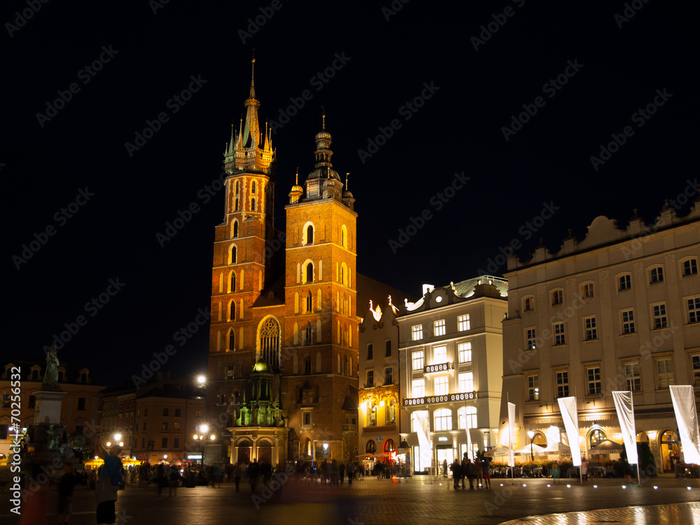 Krakow Main Market Square by night