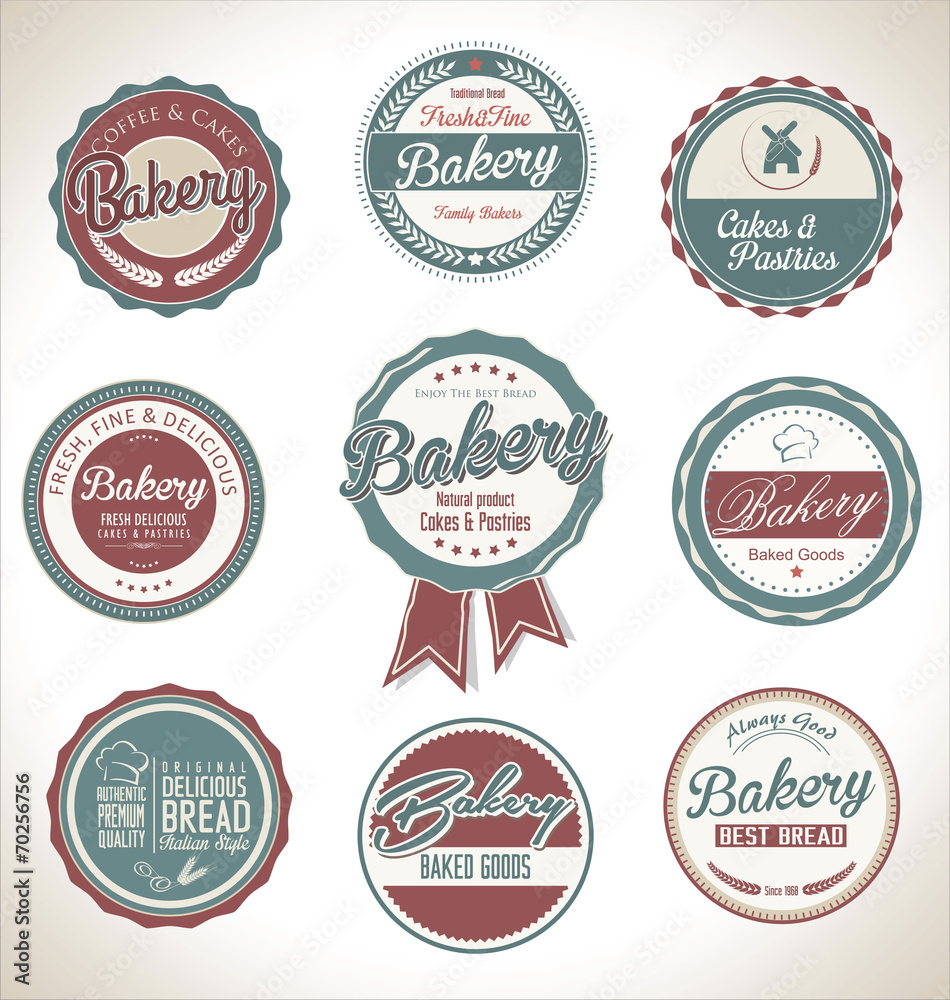 Bakery retro vintage labels collection