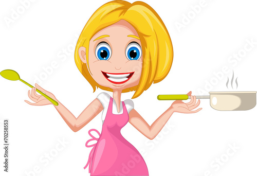 cartoon woman cooking